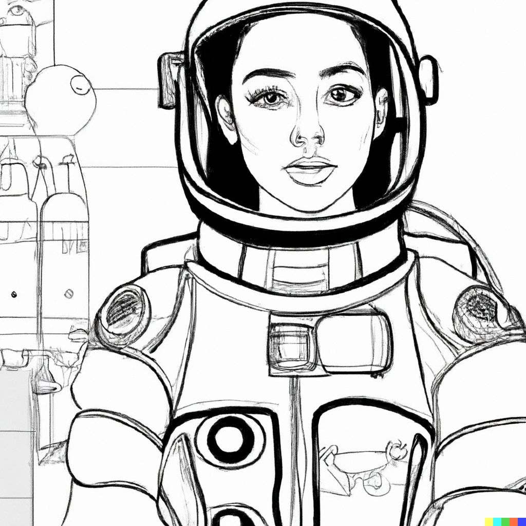 an astronaut, drawing, schematic